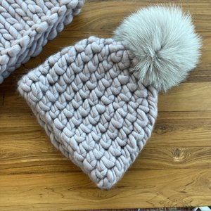Mischa Lampert lavander XL pom pom beanie